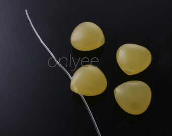 6pcs-14mmX14mm Candy Jade puff Teardrop 6Colors-Baby Yellow (L119-E)