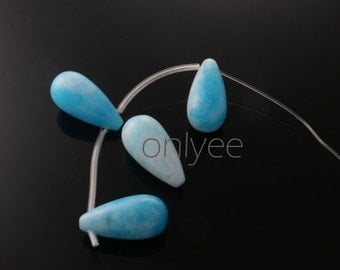 4pcs-20mmX10mm Candy Jade soomth Teardrops in multicolor-Blue( L128)