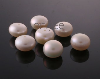 4pcs-9mm AAA - Natural Genuine White Cream Fresh Water Pearls Half Drill (L138)