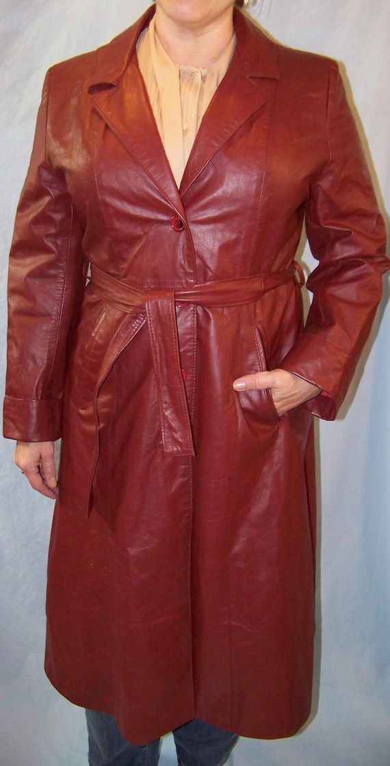 Red 1970s Leather Jacket L