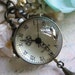 Antique brass magnifying glass watch necklace