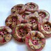 25mm Wood Buttons with Multi Pink Red Green Print Pack of 10 Pink Buttons W2517