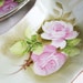 Three Hand-Painted Bone Dishes from Lefton China with Pink