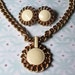 Vintage Monet White Enamel/Gold Necklace and Earrings Parure