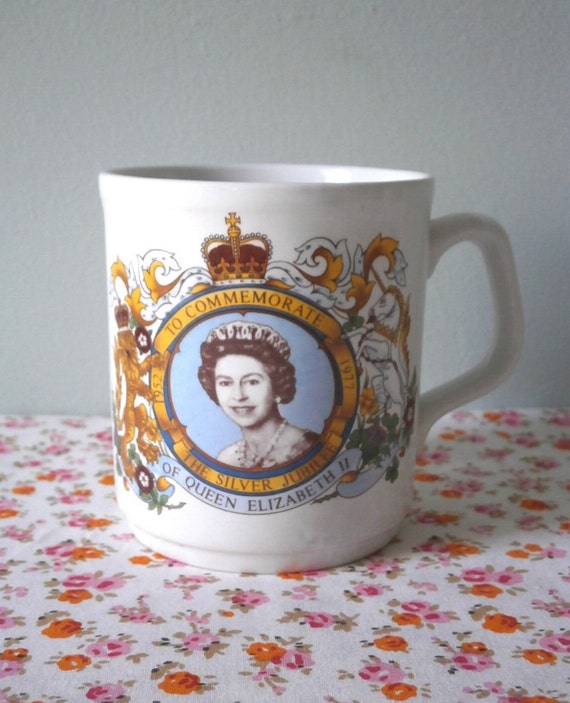 Queen Elizabeth England Souvenir Jubilee Mug Cup by TheLuckyFox