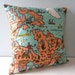 Vintage Canada Map Cushion / Pillow cover Upcycled Teatowel