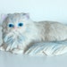 Vintage Persian Cat Figurine Cream and Blue Crazy Cat Lady Decor