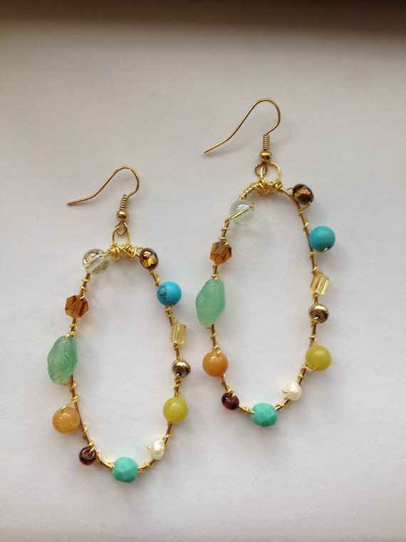 Gold multi bead earrings