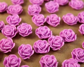 CLOSEOUT - 20 pc. Lilac Ruffle Rose Cabochons 13mm x 11mm | RES-223