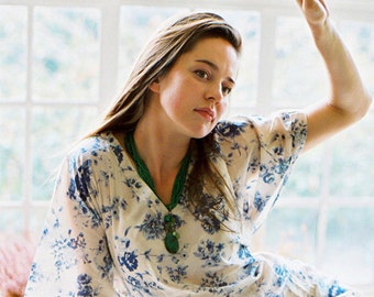 Limited edition. BLEU DE CHINE long cotton kaftan maxi dress. Summer kaftan or cotton beach cover up.