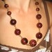 Polished Swirled Wood Bohemian Graduated Necklace Reddish Brown and Black Earth Tone Bocce Balls