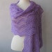 Purple hand knitted lace stole