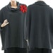 Oversized knitted turtleneck batwing sweater - women plus sizes lagenlook - large extra large - dark grey