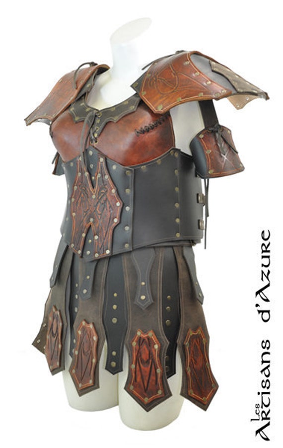 Leather Valkyrie's armor with skirt and by ArtisansdAzure on Etsy