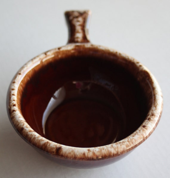 Hull Pottery Brown Drip Individual Casserole Dish with handle