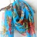 Red and Blue floral chiffon fabric supply scarf stole