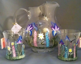 Garden and Dragonfly Pitcher Set