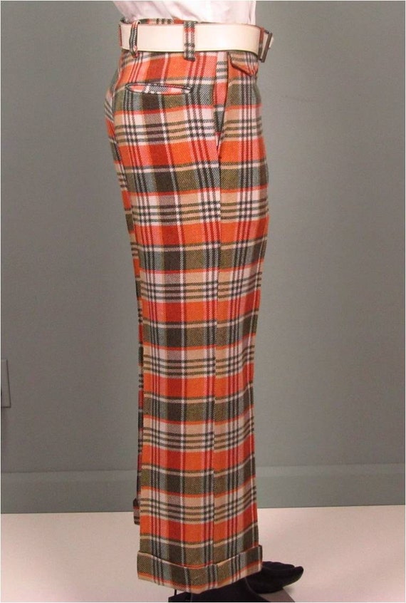 Vintage Mens Pants Trousers 1970s RETRO HIPSTER Funky Orange