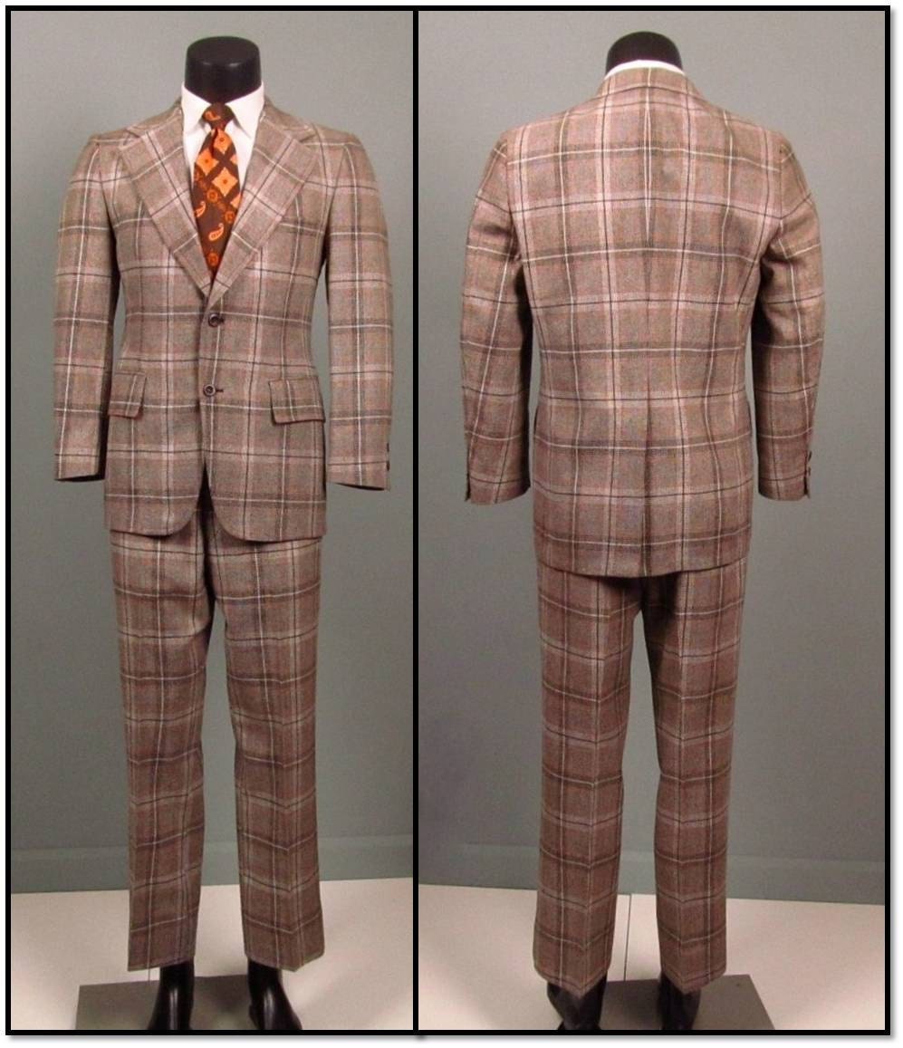 Vintage Mens Suit 1970s AMERICAN MOD Brown Plaid 2 Two Piece   Il Fullxfull.337366514 