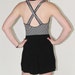 Nautical Black and White Pinup Parisian Striped Swimsuit/Romper w/ Anchor Applique