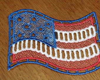 Embroidered Magnet - 4th of July Red, White & Blue Flag
