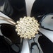 Vintage Sarah Coventry Black Enamel Flower Brooch Silver Tone Pin Large Signed RESERVED FOR OLGA.