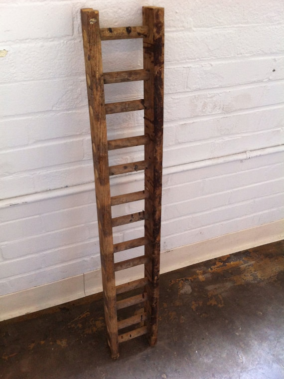 Rustic primitive antique wooden decorative ladder