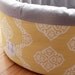 Modern Cat Bed 12" Self Warming in Yellow Ikat Print