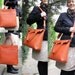 Dark Hermes-Orange leather Oversized Foldover Bag / Shoulder bag / Crossover bag/ Handbag Made of Italian Cowhide. Monogrammed key ring. UNI