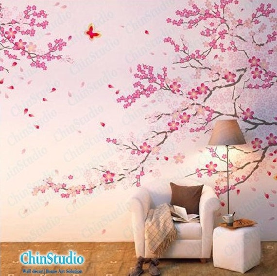 uk tree nursery decals for wall Cherry decals wall home butterfly blossom tree wall with stickers