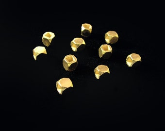 SALE 8 pcs 3mm Vermeil Bead Faceted Square B203