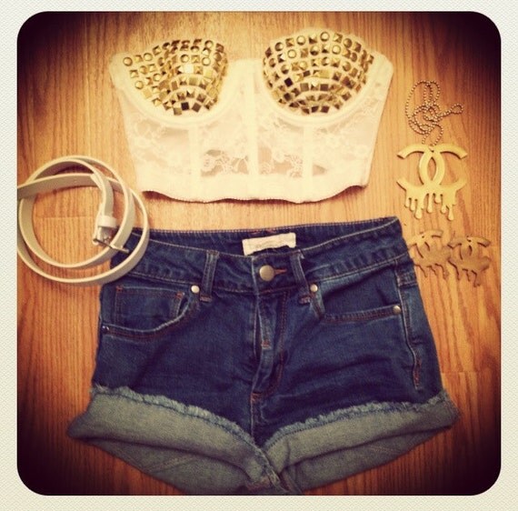 gold bustier crop top