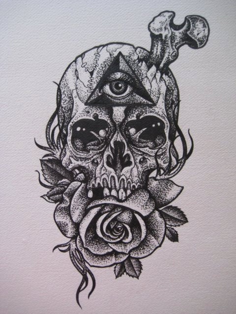 THiRTEEN Original Illustration Skulls Skull PUSHEAD