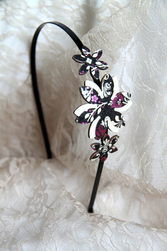 Japanese print headband women hair accessory by FlowerWorksBySari