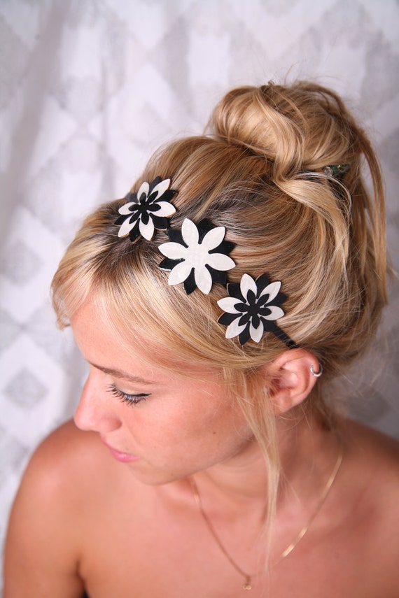 Black and white headband Women hair accessory Black white
