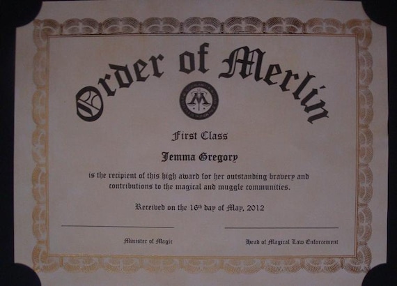 Items similar to Harry Potter Inspired Order of Merlin First Class ...