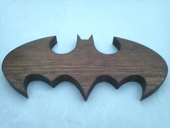 Batman Wood Logo Wall Art or Key Holder Solid Pine Wood