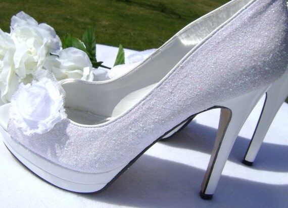 Items similar to Bridal Peep Toe Heels, Fashion Wedding Shoes w ...