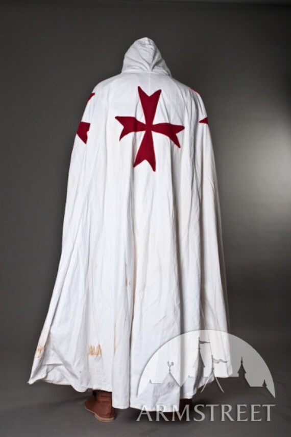 Knight Crusader Templar Medieval Cotton White Cloak with