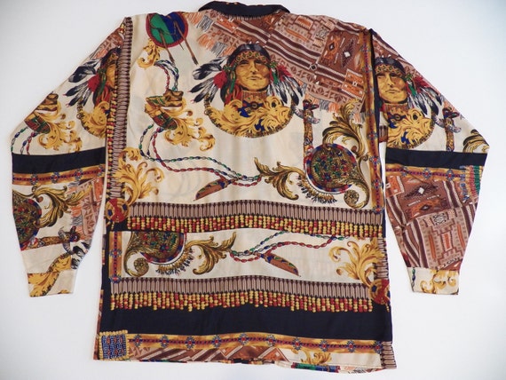 versace style native american indian xxl 2xl mens print shirt