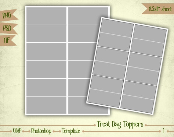 Treat Bag Toppers Digital Collage Sheet Layered Template