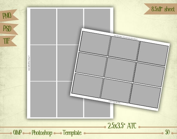 2.5x3.5 ATC Digital Collage Sheet Layered Template