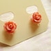 Dusky-pink flower earrings - resin, kitsch - nickle free studs