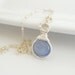 Blue Chalcedony Necklace, Blue and Silver Necklace,Bezel Set Stone