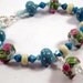 Blue and White Polkadots Beaded Bracelet, Floral Lampwork Bracelet, Beadwork Bracelet, Beaded Jewelry, Women's Jewelry, Gifts for Her