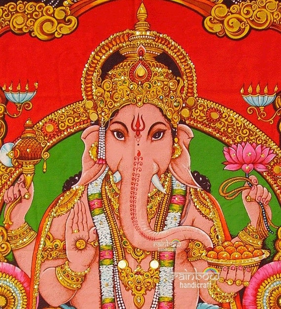 hindu deity ganesh ganesha sequin wall by rainbowhandicraft