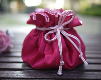 Pink jewelry bag / Traveling jewelry bag /Drawstring Pouch