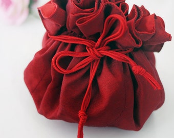 Red jewelry bag / Traveling jewelry bag /Drawstring Pouch
