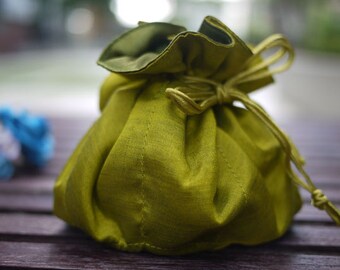 Peridot color jewelry bag / Traveling jewelry bag /Drawstring Pouch