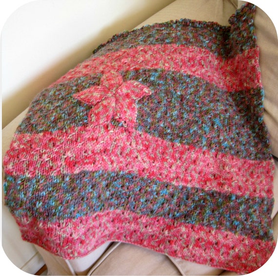 Items similar to Knitted baby blanket, Organic wool, Handmade, Blue